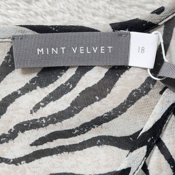 Mint Velvet Naomi Sheer Zebra Print Dip Dye Top Sz 14 Pullover Long Sleeves - Picture 5 of 13